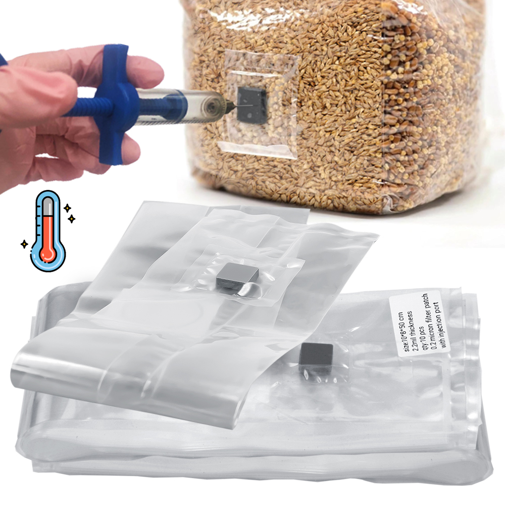 Mushroom Spawn Bag - PP 6-Mil-sterilisierter Getreidebeutel mit selbstheilendem Injektionsanschluss,